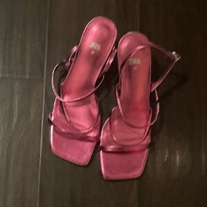 NWOT Zara hot pink strappy sandals